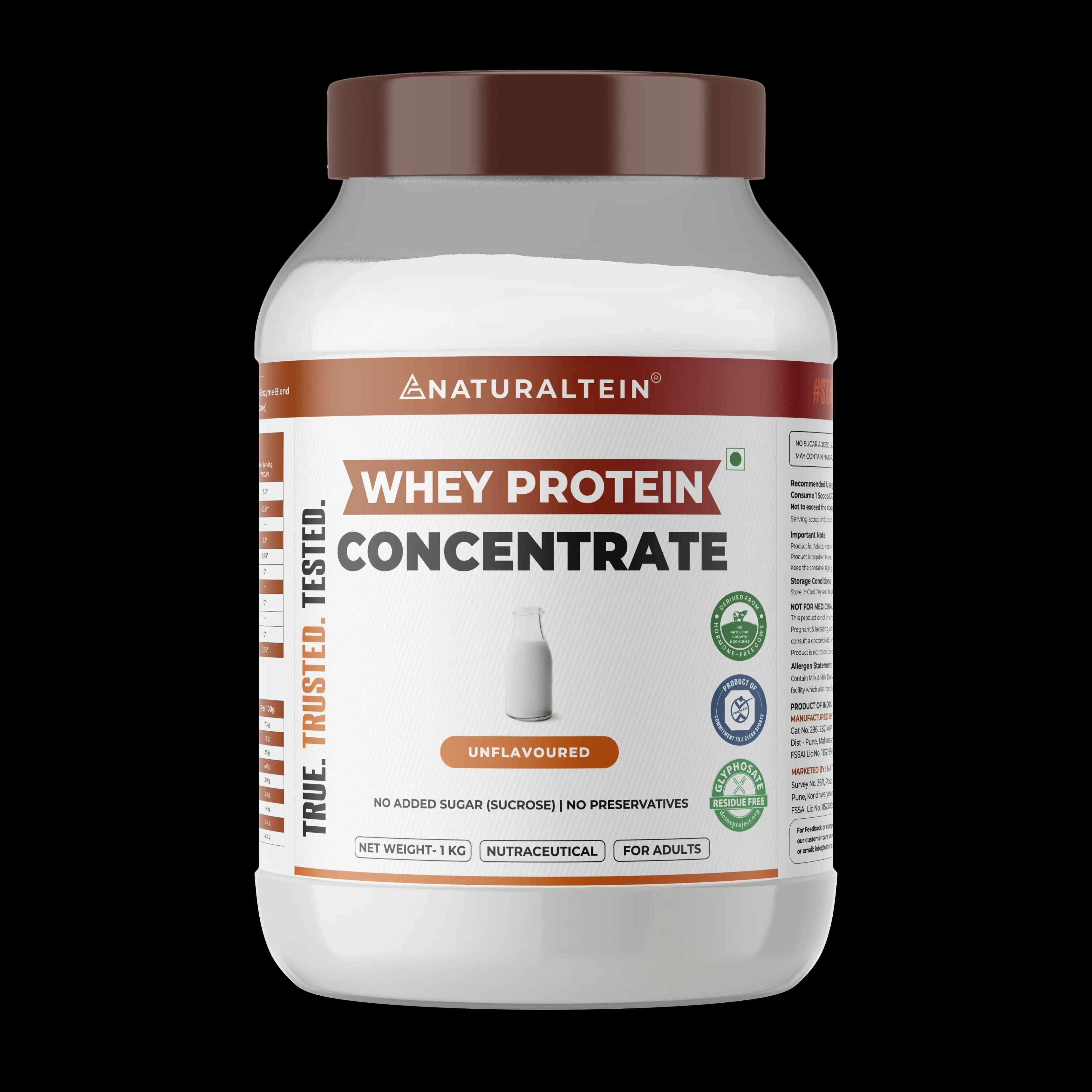 100% Natural Whey Protein Concentrate – Unflavoured (23.7g protein)