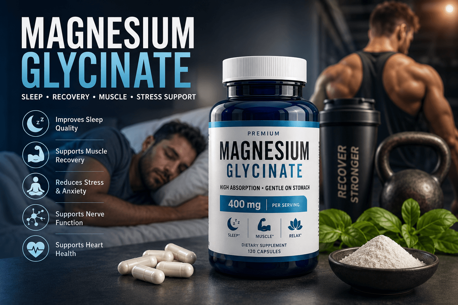 Magnesium Glycinate Benefits: The Ultimate Guide for Sleep, Recovery, Muscle Function & Stress Support