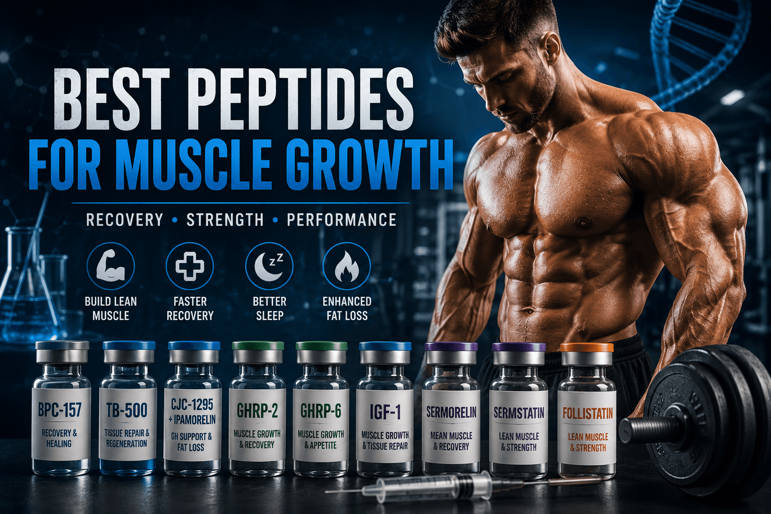 Best Peptides for Muscle Growth: Complete Guide to BPC-157, TB-500, CJC-1295, Ipamorelin, IGF-1 & More